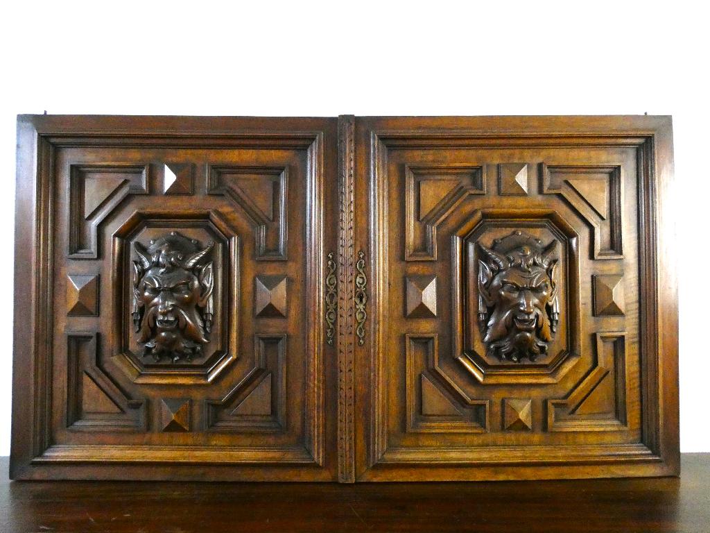 2 Deurpanelen met God Pan / Sater gezicht Griekse mythologie, Ophalen of Verzenden