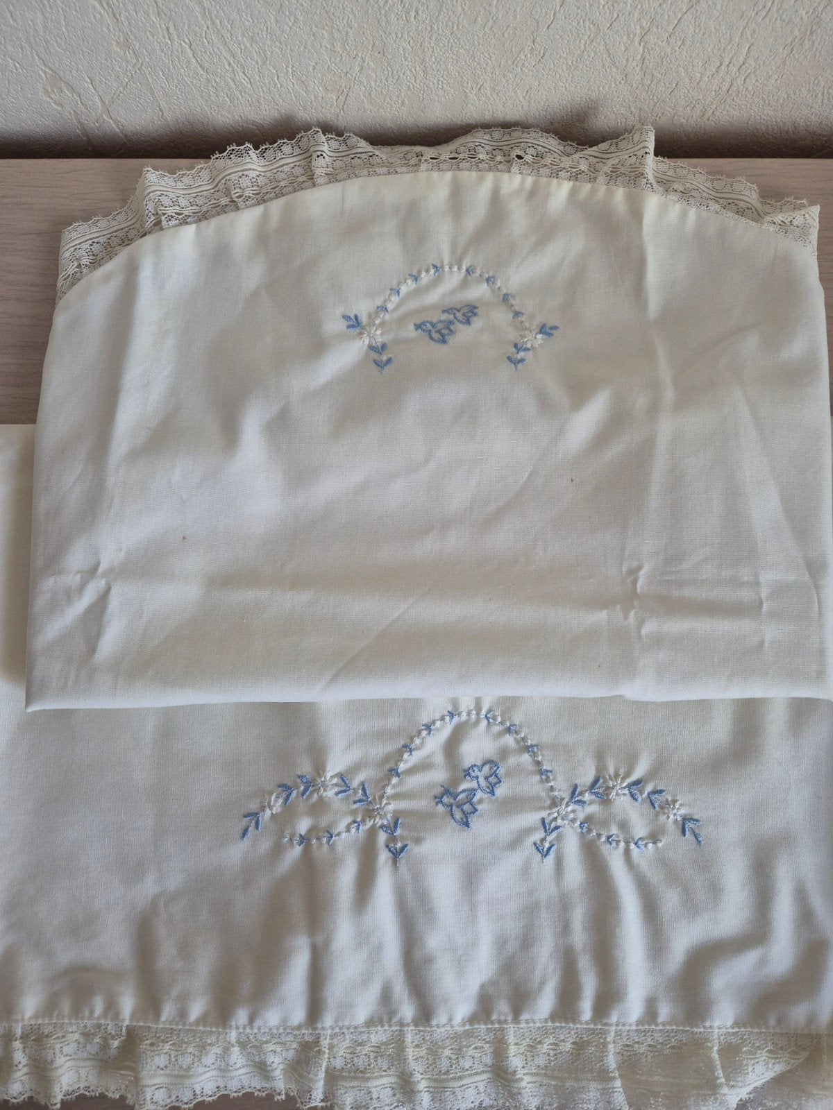Vintage babylakentje met sloopje, Gebruikt, Jongetje of Meisje, Wit, Dekbedovertrek