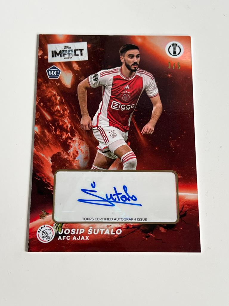 Josip Sutalo Topps Impact RC Auto 3/5 Ajax Spelerskaart, Verzenden, Zo goed als nieuw, Plaatje