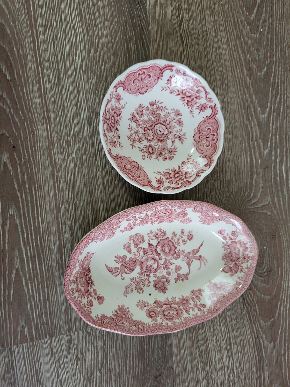 Vintage Schalen: Enoch Wedgwood & Ridgway, Rood-Wit Bloemen, Antiek en Kunst, Ophalen of Verzenden