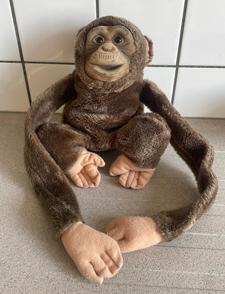 Chimpansee handpop pluche knuffel, Ophalen of Verzenden, Zo goed als nieuw, Overige typen