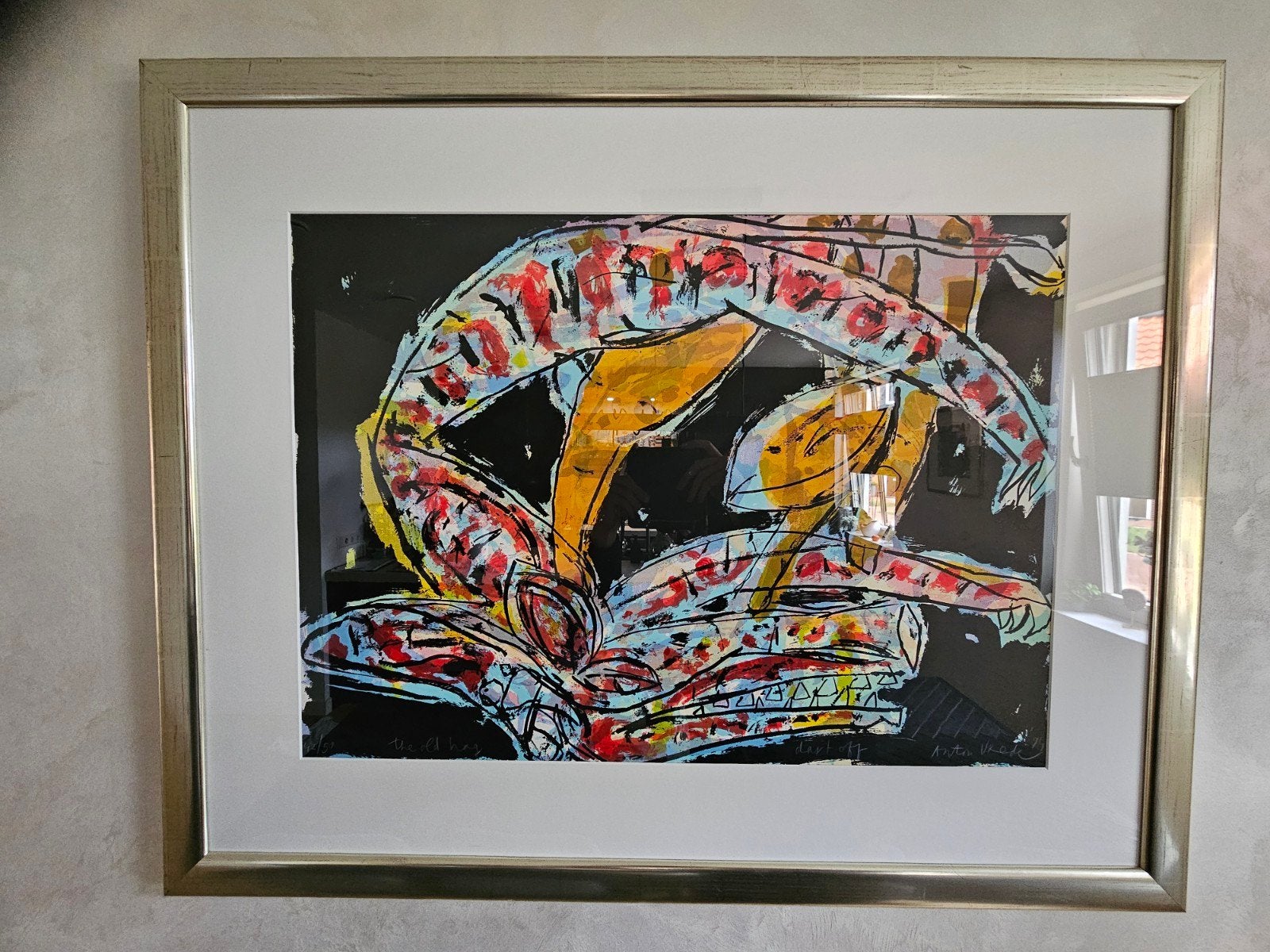 Zeefdruk Anton Vrede - 'dart off!' - Gesigneerd en Genummerd, Zeefdruk, Gelimiteerde oplage, Abstract, Ophalen