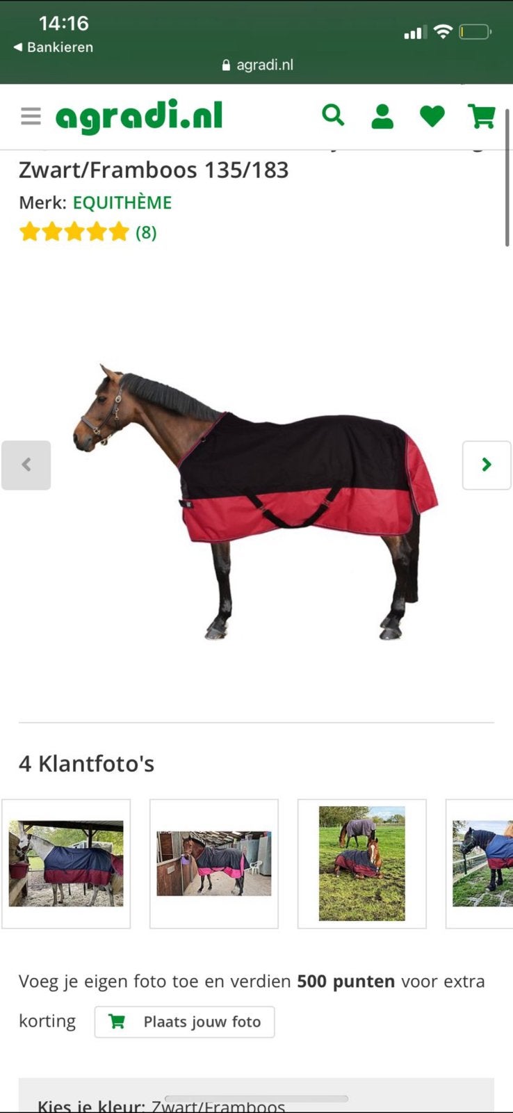 Outdoordeken 135/185 Zwart/Framboos 0gr, Dieren en Toebehoren, Paarden en Pony's | Dekens en Dekjes, Ophalen of Verzenden, Zo goed als nieuw