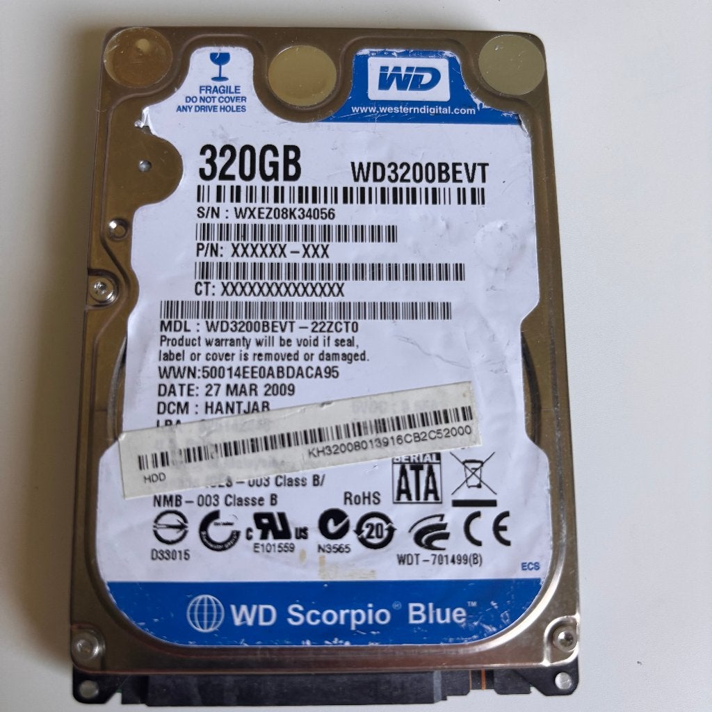 Western Digital Scorpio Blue 320GB 2.5" Laptop HDD, Computers en Software, Harde schijven, Intern, Gebruikt, 320GB, Ophalen of Verzenden