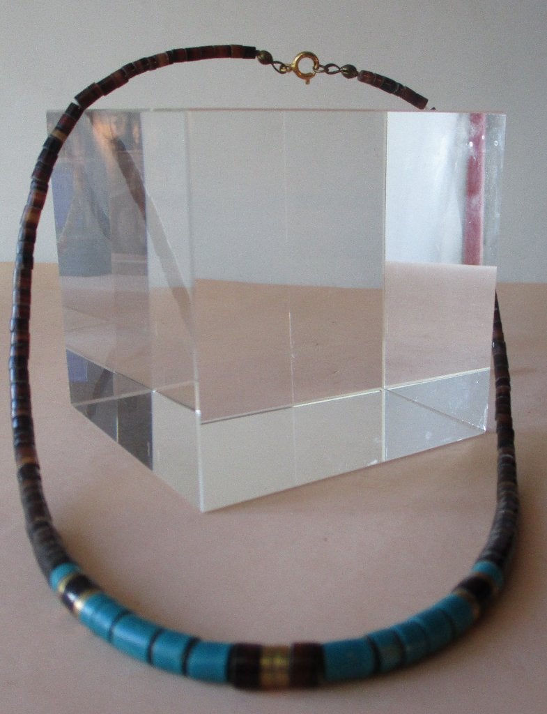 Kett. KT07-1: Mooie Turquoise ketting-schildpad-44+42+40½cm, Verzenden, Nieuw, Overige kleuren, Overige materialen