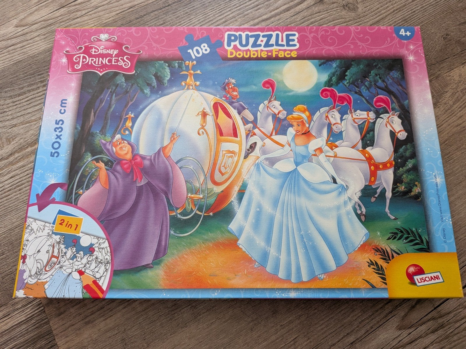 Disney Princess Assepoester Dubbelzijdig Puzzle 108 stukjes, Ophalen of Verzenden, Meer dan 50 stukjes, Gebruikt, 4 tot 6 jaar