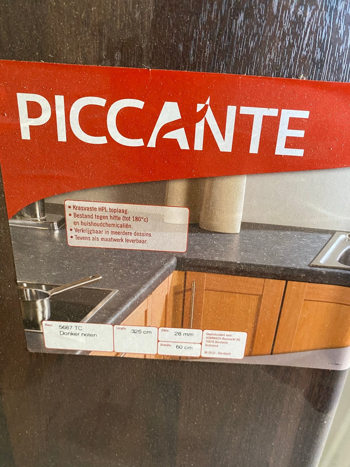 Piccante Keukenblad - Donker Noten (Nieuw), Ophalen, Bruin, Nieuw, 50 tot 100 cm