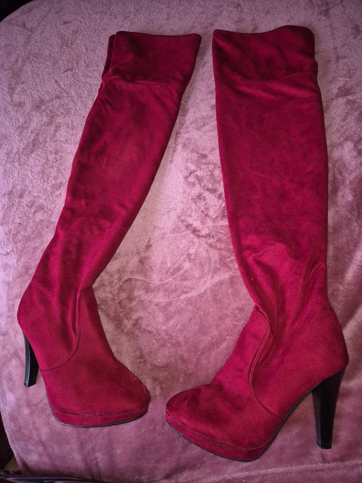Rode Overknee Laarzen met Hak sacha - Maat 41, Ophalen of Verzenden, Gedragen, Rood, Hoge laarzen