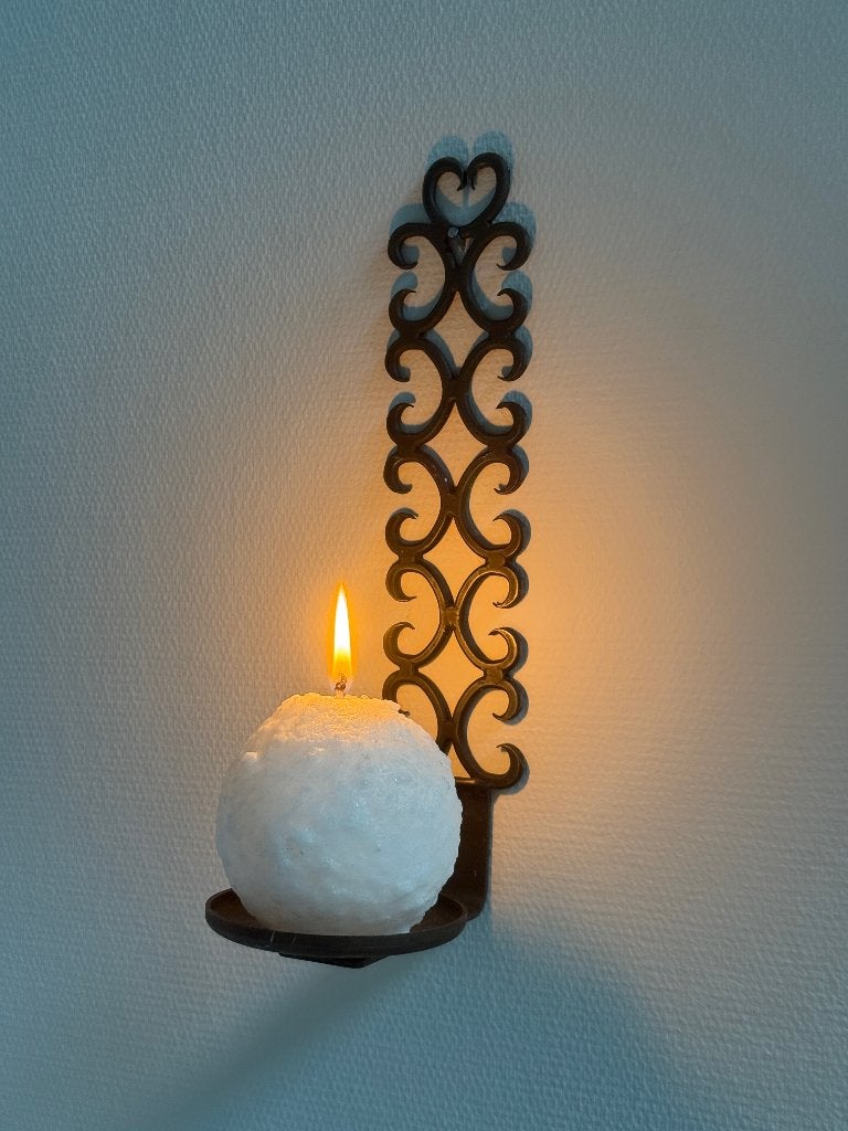 Vintage metalen wandkaarsenhouder zwarte wandkandelaar, Huis en Inrichting, Woonaccessoires | Kandelaars en Kaarsen, Zwart, Ophalen of Verzenden