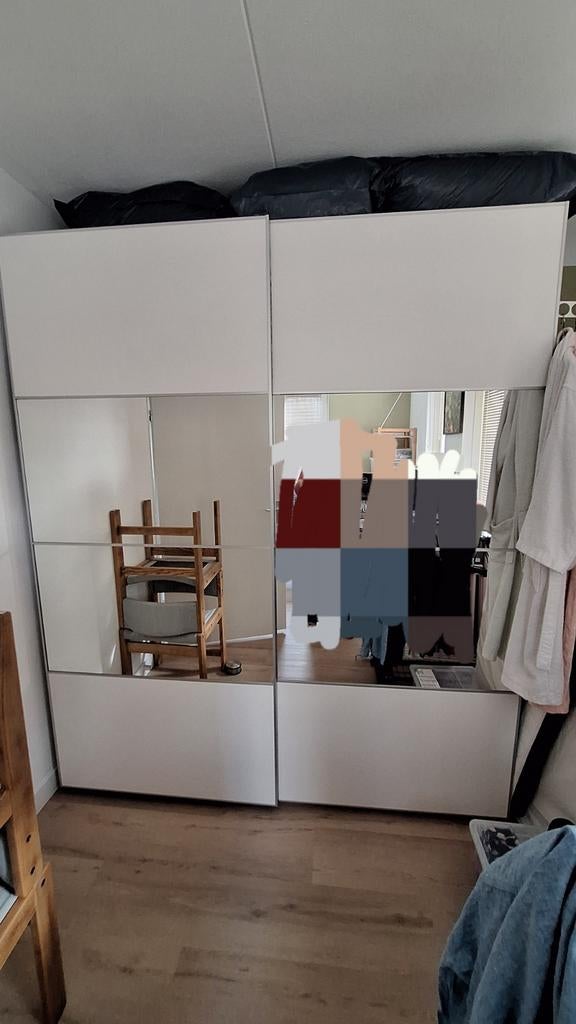 2x wit spiegel schuifdeuren voor paxkast van 100 x 236 cm, Ophalen, 100 tot 150 cm, 200 cm of meer, Zo goed als nieuw