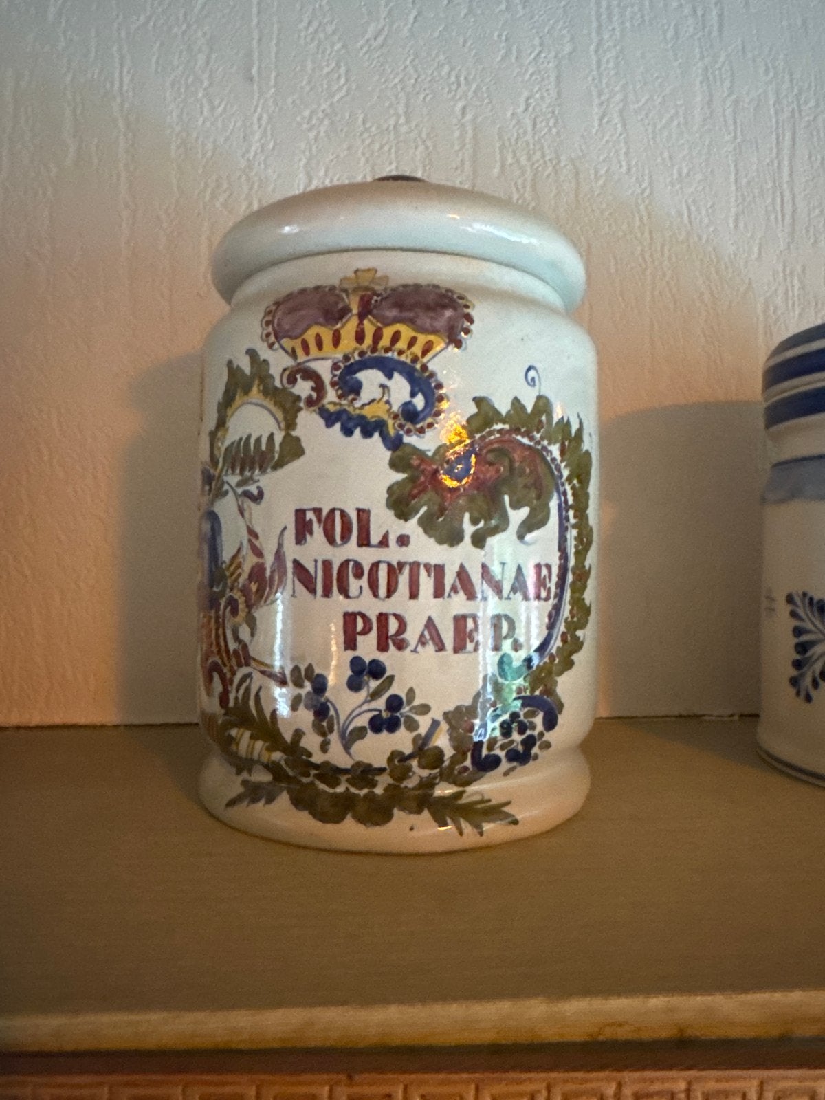Apothekerspot 'FOL. NICOTIANAE PRAEP.', Antiek en Kunst, Ophalen