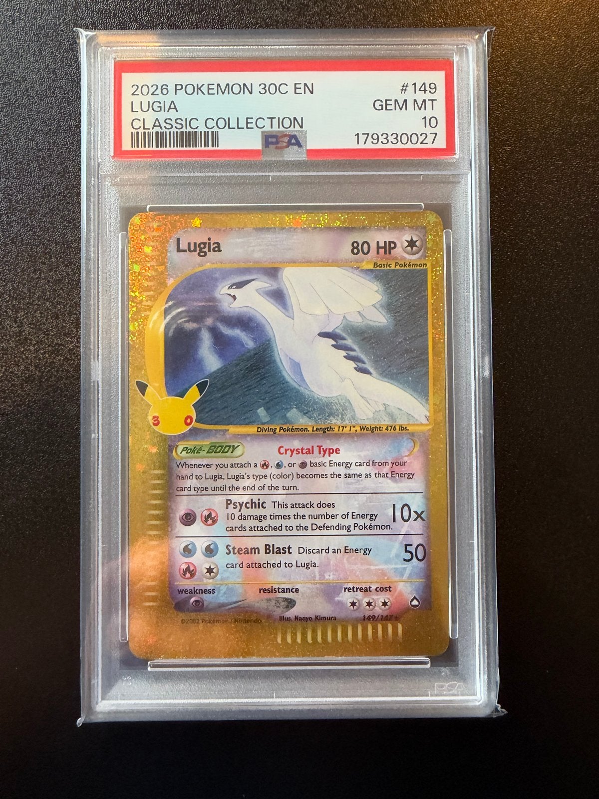 Lugia Classic Collection PSA 10 Gem Mint Pokémon Kaart, Ophalen of Verzenden, Zo goed als nieuw, Losse kaart