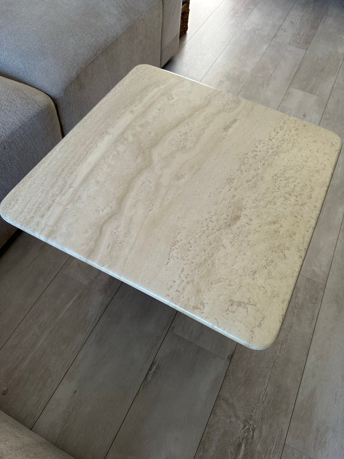 Travertin salontafel - Afmetingen op foto's, Huis en Inrichting, Tafels | Salontafels, Ophalen, Overige materialen, Gebruikt, 100 tot 150 cm