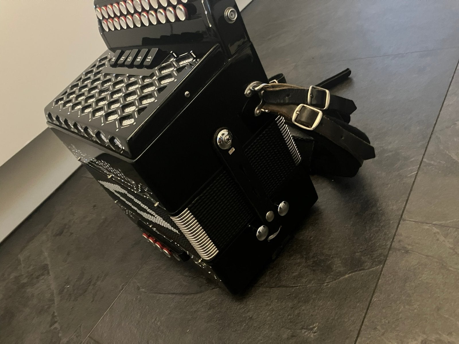 Serenellini trekharmonica - Trekzak CF, Muziek en Instrumenten, Overige formaten, Met koffer, Zo goed als nieuw, Knopaccordeon