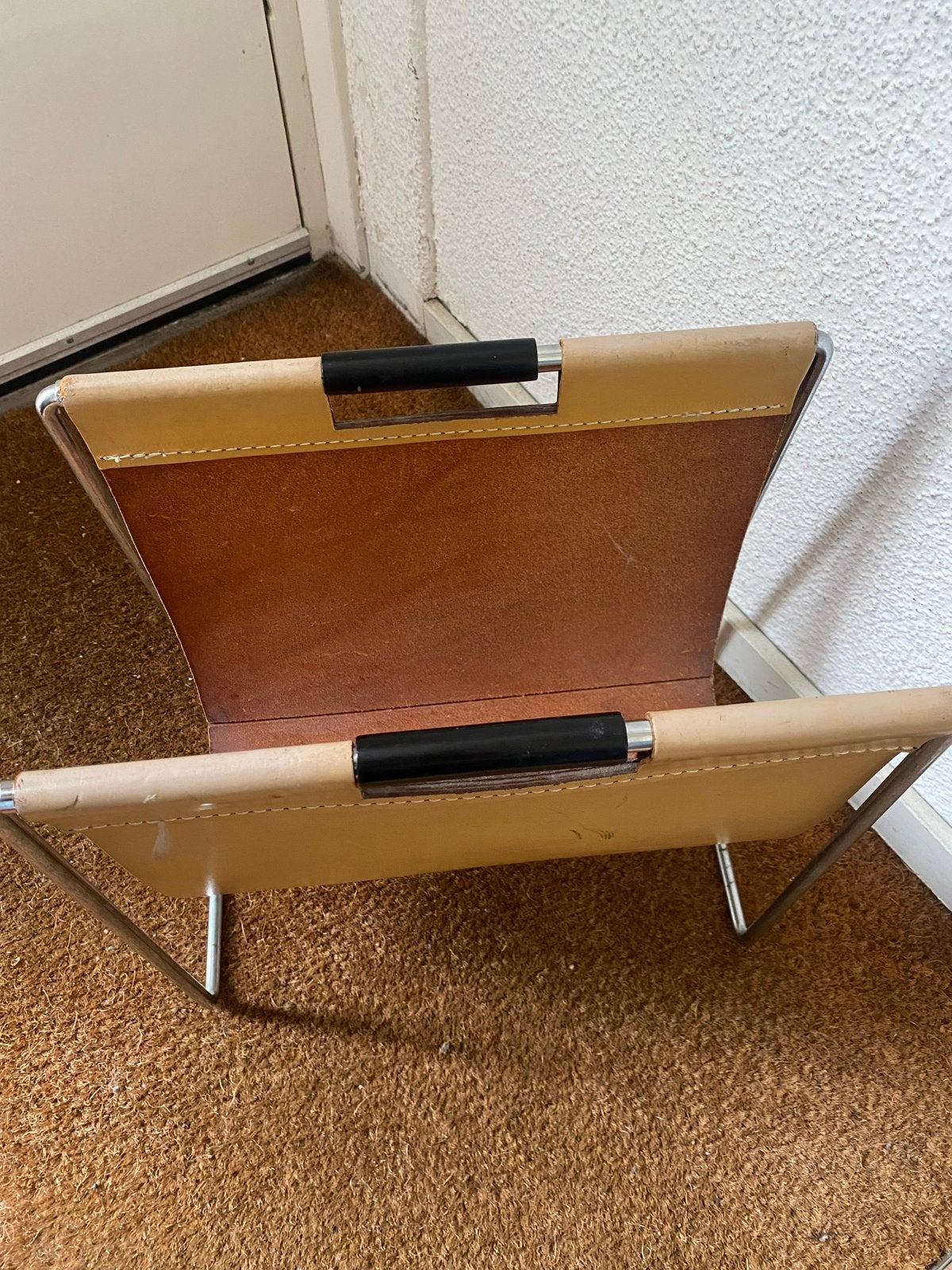 Vintage Lectuurbak - Leer en Metaal, Ophalen, Gebruikt, Lectuurbak, Vintage