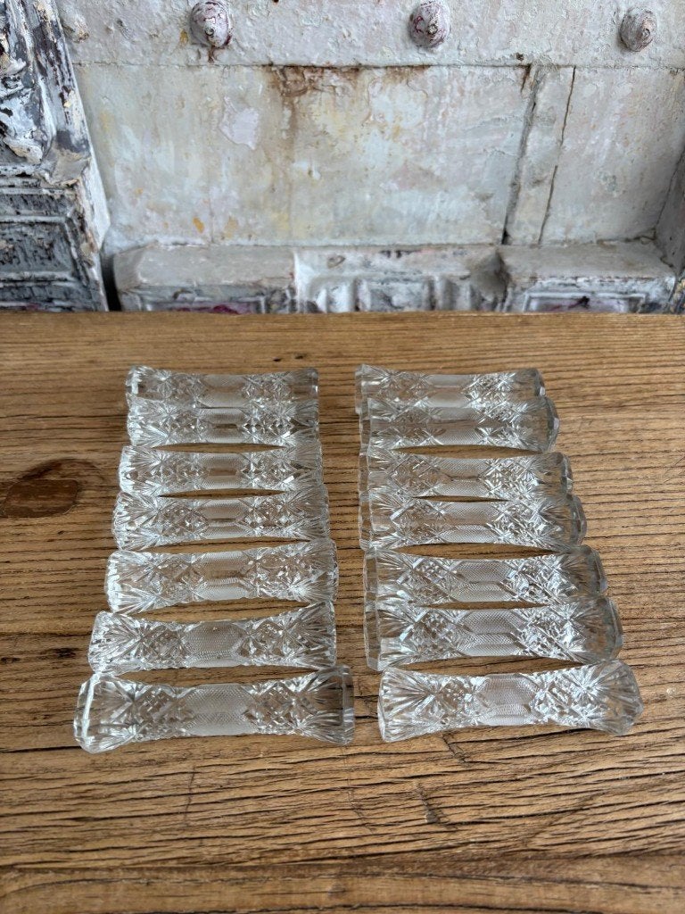 Antieke kristallen messenleggers (porte couteaux) set van 14, Ophalen of Verzenden