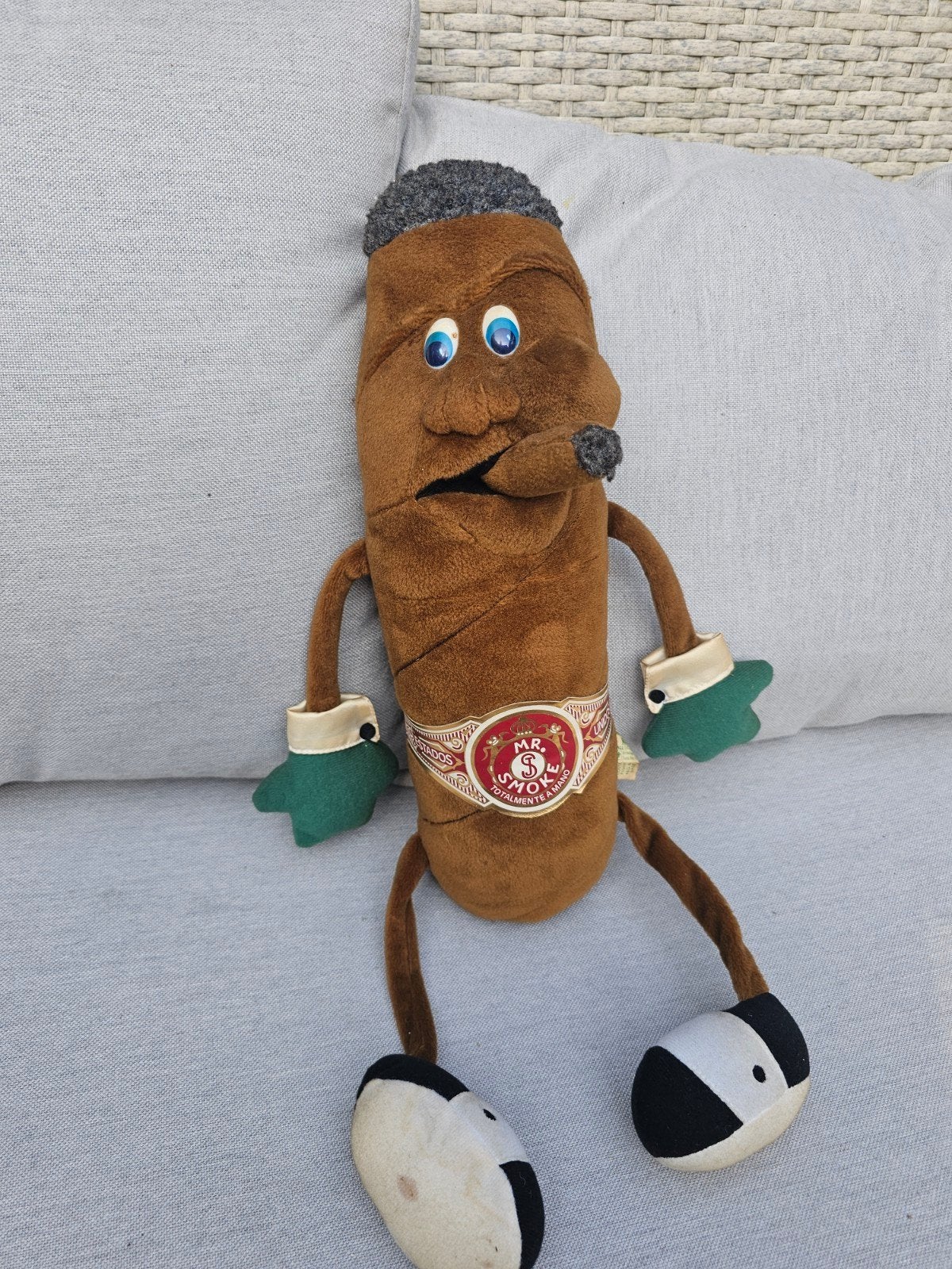 Mr Smoke knuffel met geluid - Vintage sigaar knuffel, Gebruikt, Overige merken, Met geluid, Overige karakters