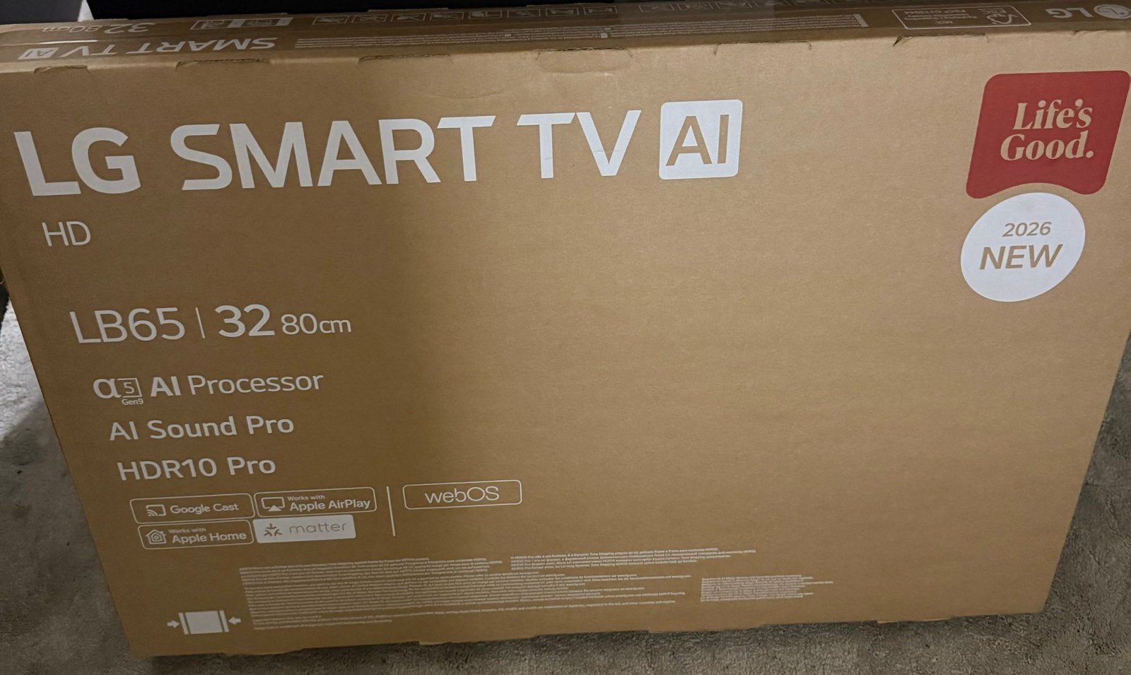 Nieuwe LG Smart TV AI HD 32 inch (80 cm) met webOS, Audio, Tv en Foto, Ophalen, HD Ready (720p), Nieuw, 60 tot 80 cm