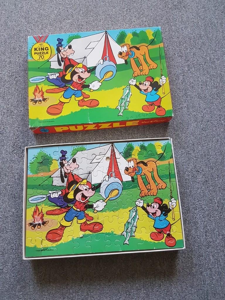 King puzzel mickey, max, goofy en pluto – 70 stukjes, Ophalen of Verzenden, Meer dan 50 stukjes, Gebruikt