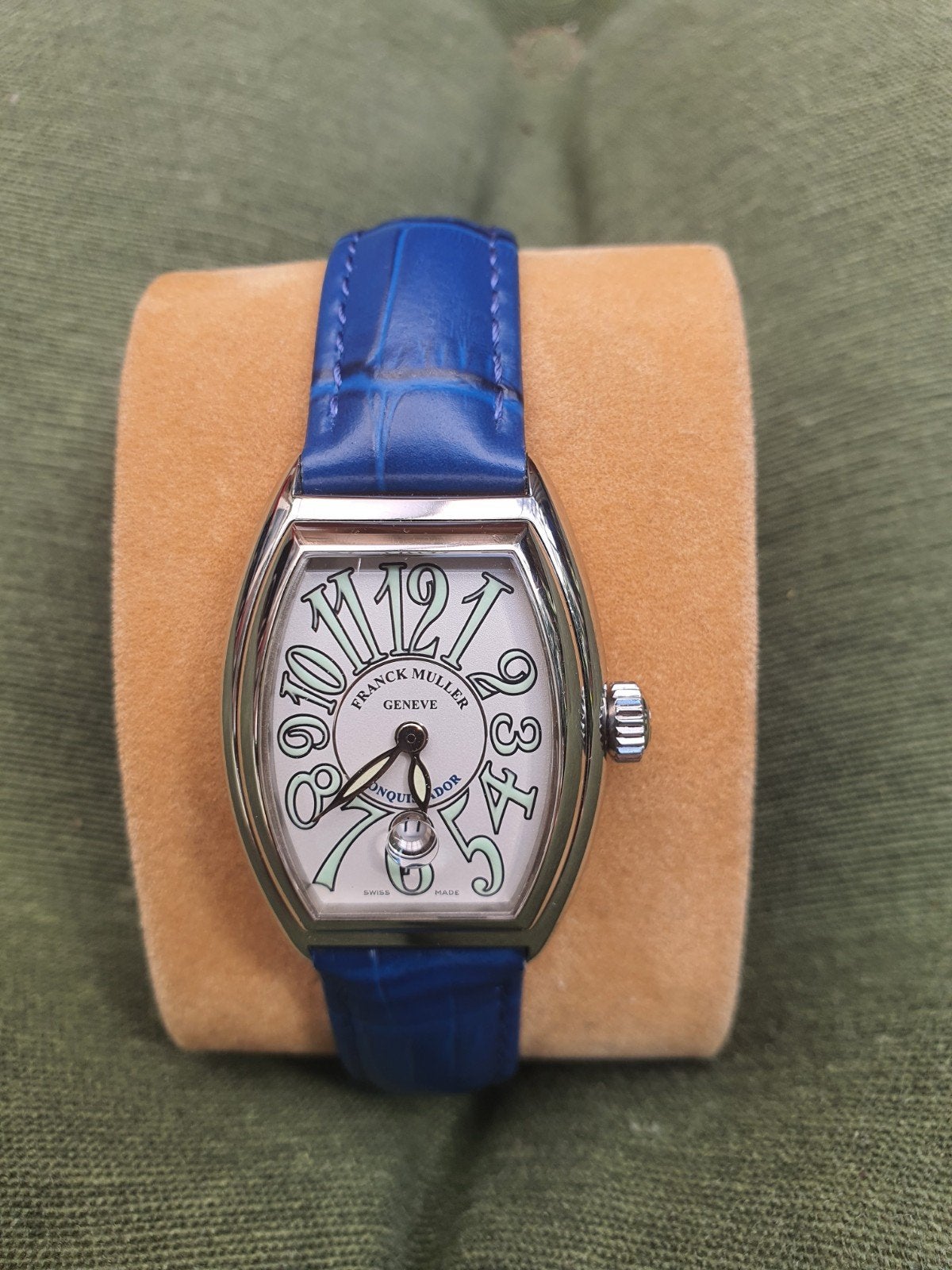 Franck Muller Conquistador Lady - zgan &  met certificaat, Leer, Staal, Polshorloge, Zo goed als nieuw