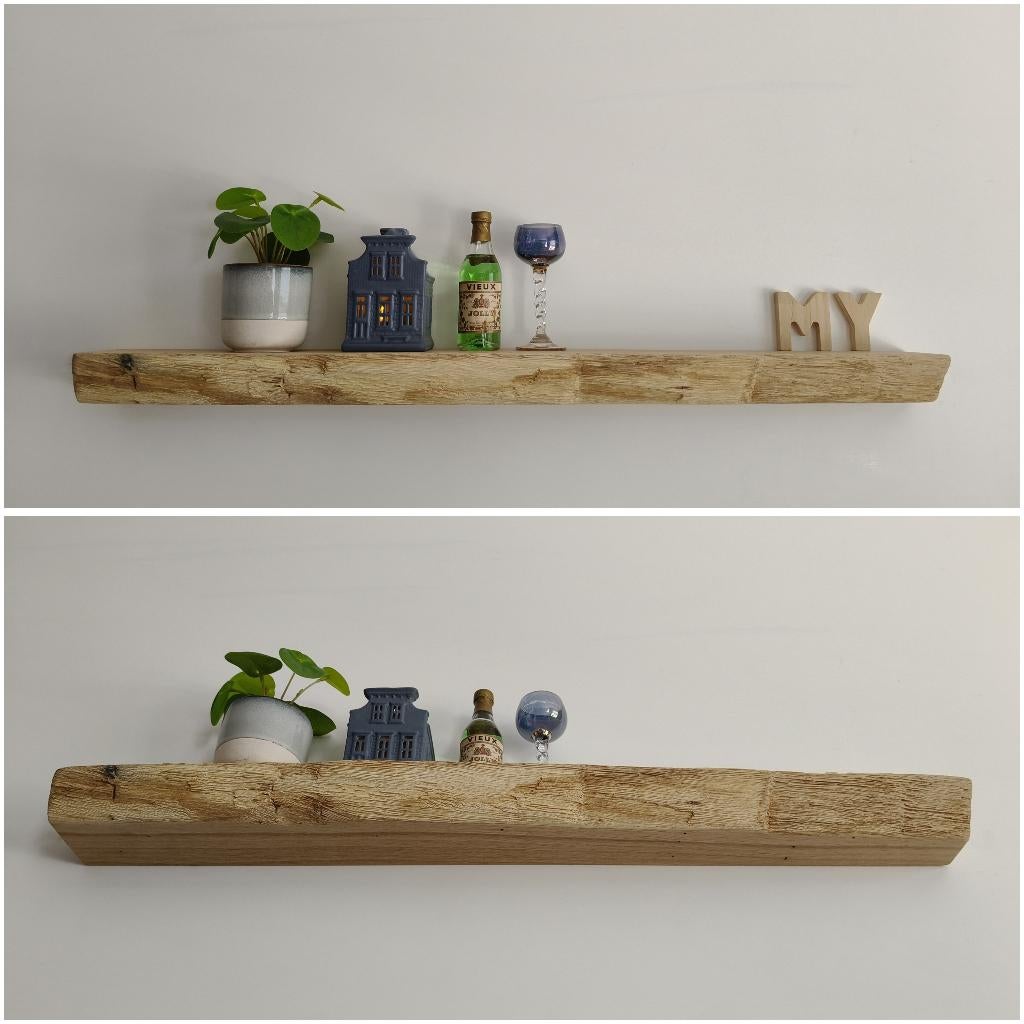 Zwevende wandplank eiken decoratief plankje schap 67cm #267, Houtatelier M.Y., Info@myhoutatelier.nl, Nieuw, Ophalen of Verzenden