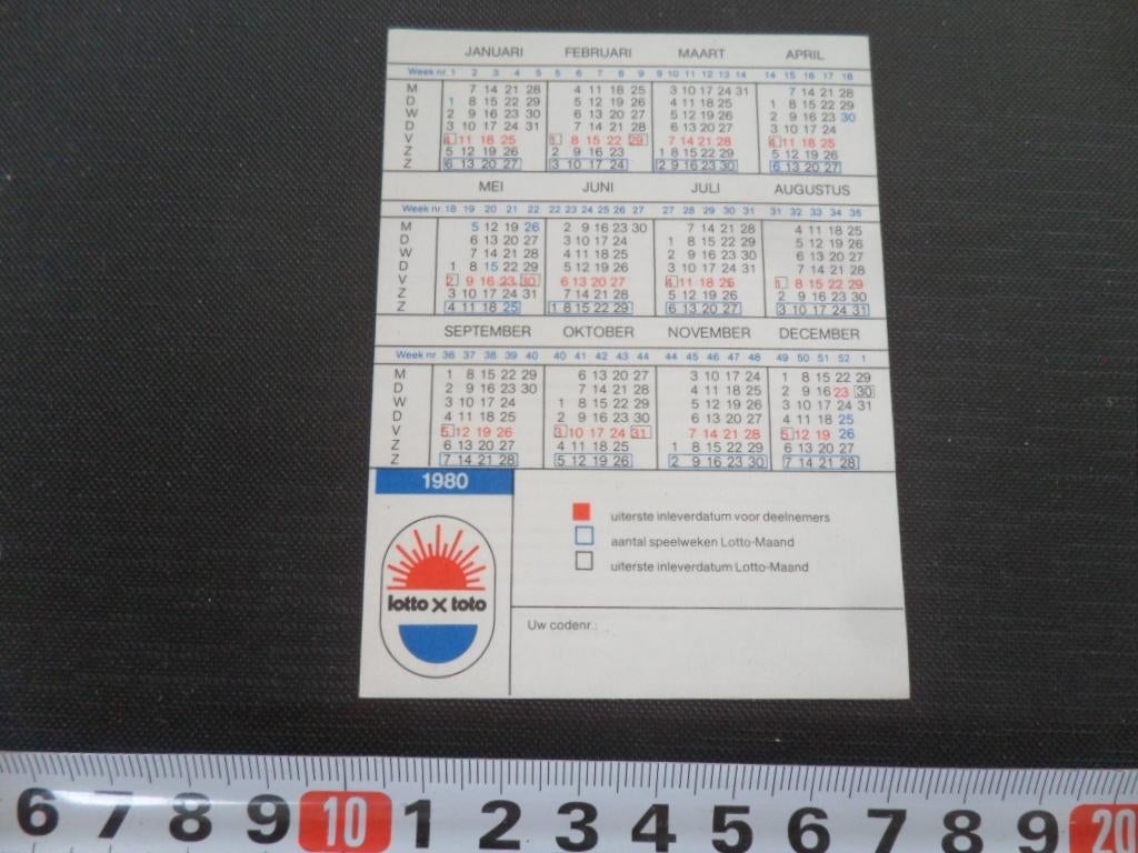 sticker Kalender 1980 LOTTO x TOTO, Ophalen, Zo goed als nieuw