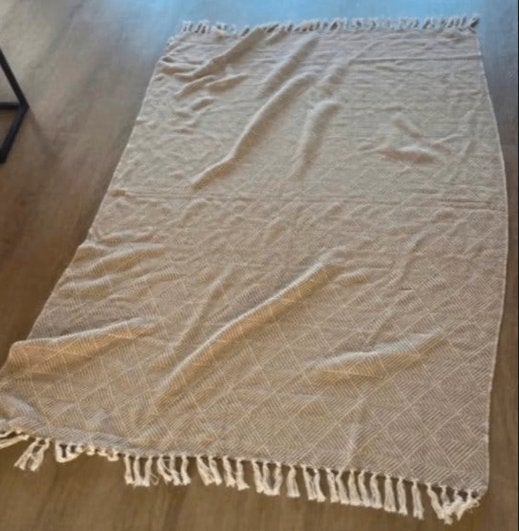 Jens Living Plaid - Beige met geometrisch patroon, 130 cm, Beige, Ophalen of Verzenden, Plaid
