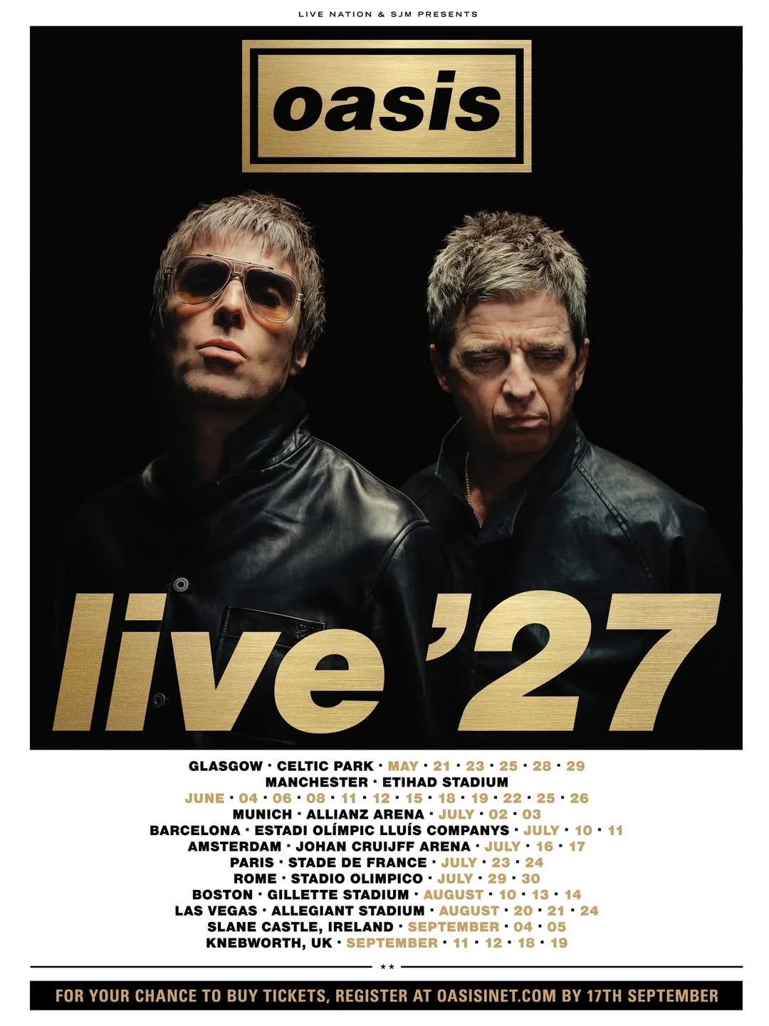 4x OASIS tickers barcelona 11 juli, Tickets en Kaartjes, Drie personen of meer, Juli