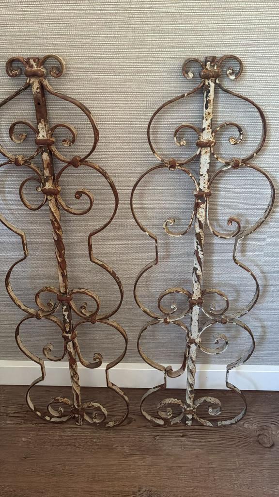 2 Brocante ijzeren rekken - Decoratieve wandpanelen, Ophalen, Zo goed als nieuw, Metaal, Minder dan 25 cm