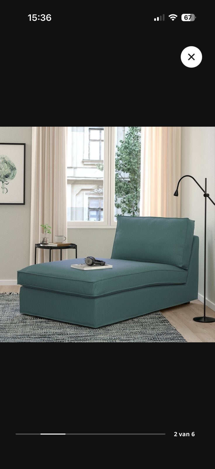 IKEA SÖDERHAMN Chaise longue, turquoise, Ophalen, Eenpersoons, Zo goed als nieuw, Minder dan 150 cm