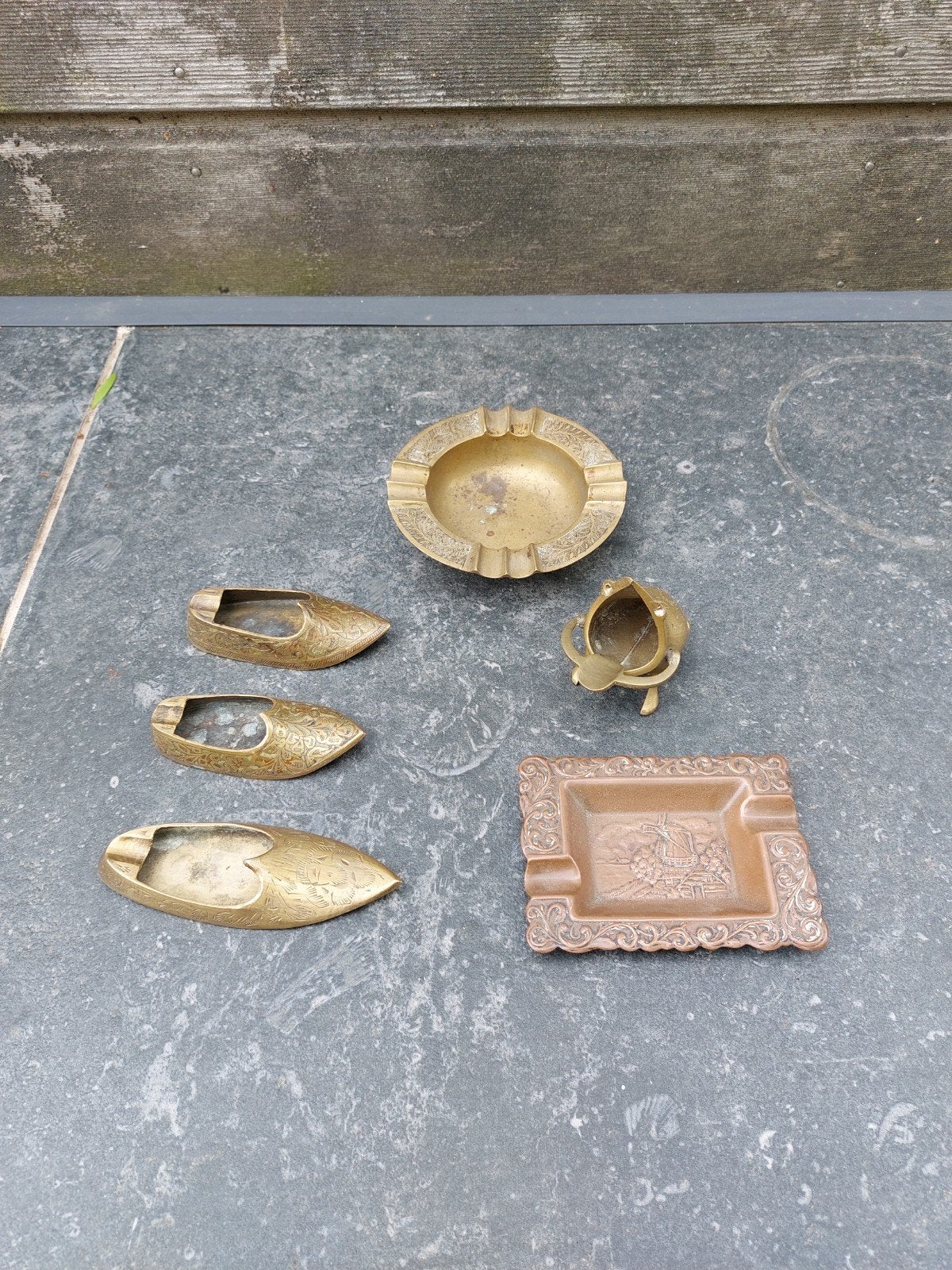 6 koperen asbakken, Antiek en Kunst, Antiek | Koper en Brons, Ophalen of Verzenden