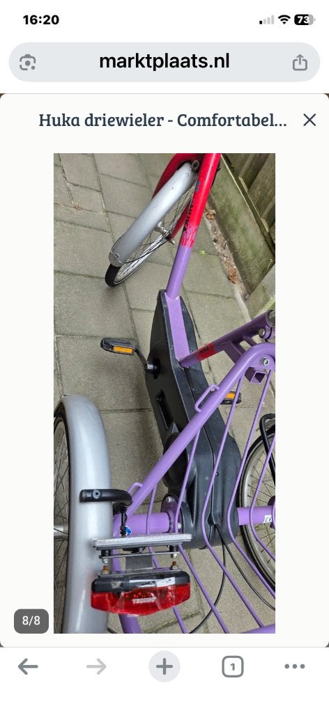 Huka driewielfiets, Ophalen of Verzenden, Zo goed als nieuw, Terugtraprem, Huka