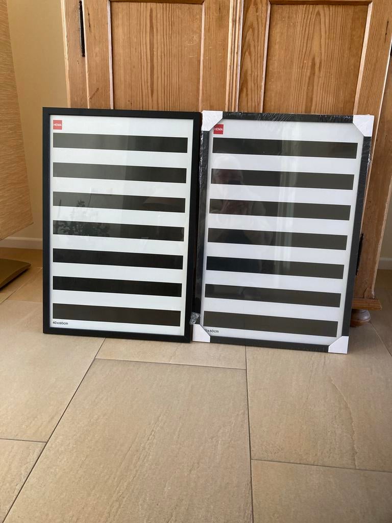 2x Nieuwe HEMA Zwarte Lijsten 40x60 cm, Overige materialen, Minder dan 50 cm, 50 tot 75 cm, Nieuw