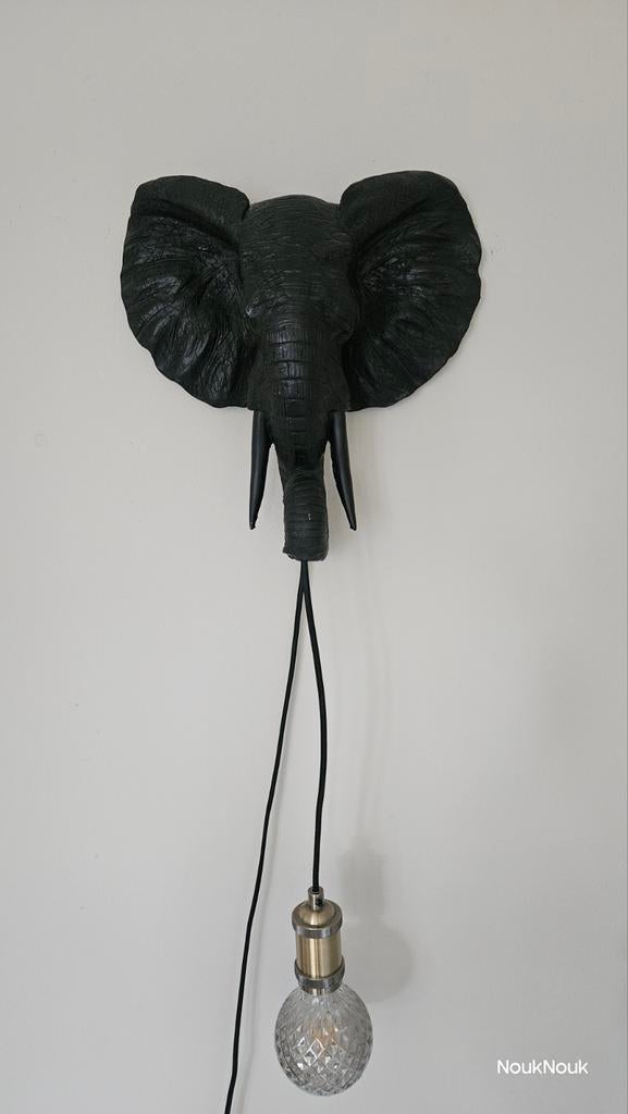 Wandlamp olifant zwart, Ophalen, Zo goed als nieuw, Zwart