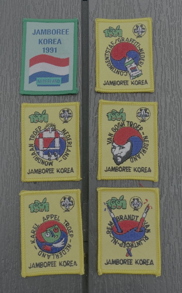 Jamboree WJ 1991 - Korea - NL troepen, Ophalen of Verzenden, Zo goed als nieuw, Embleem, Speld of Insigne