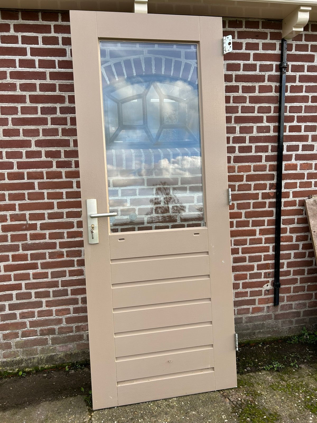 Hardhouten achterdeur 82,8x211,5cm., Ophalen, 80 tot 100 cm, 200 tot 215 cm, Glas