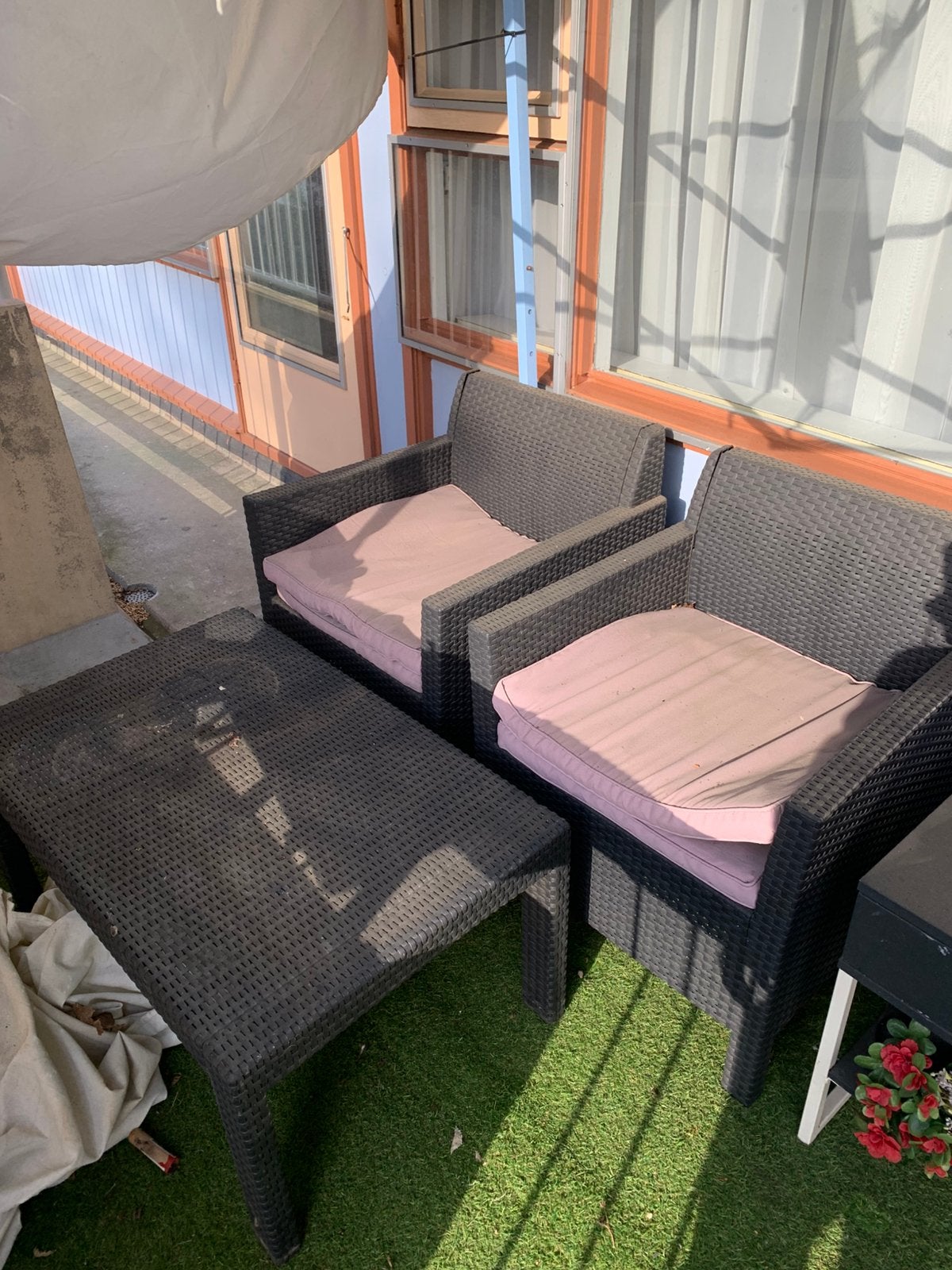 loungeset met tafel en 2 stoelen, Ophalen, 2 zitplaatsen