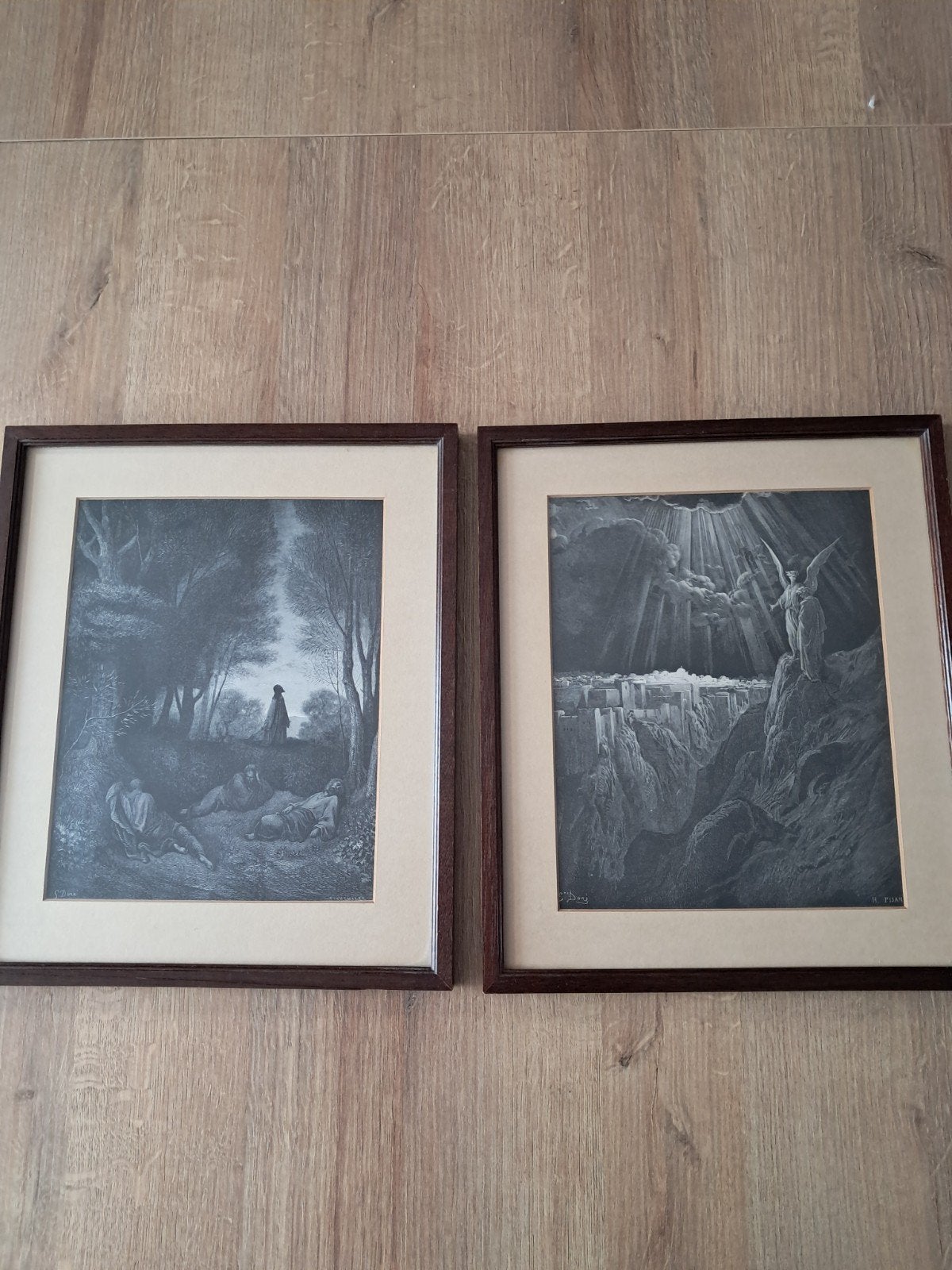 Set van 2 ingelijste gravures van Gustave Doré, Antiek en Kunst, Kunst | Etsen en Gravures, Gravure, Gesigneerd, Ingelijst, Met passe-partout