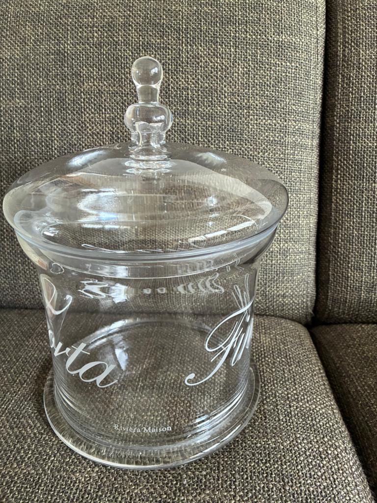 Riviera Maison Glazen Pot met Deksel, Ophalen, Nieuw, Rond, Glas