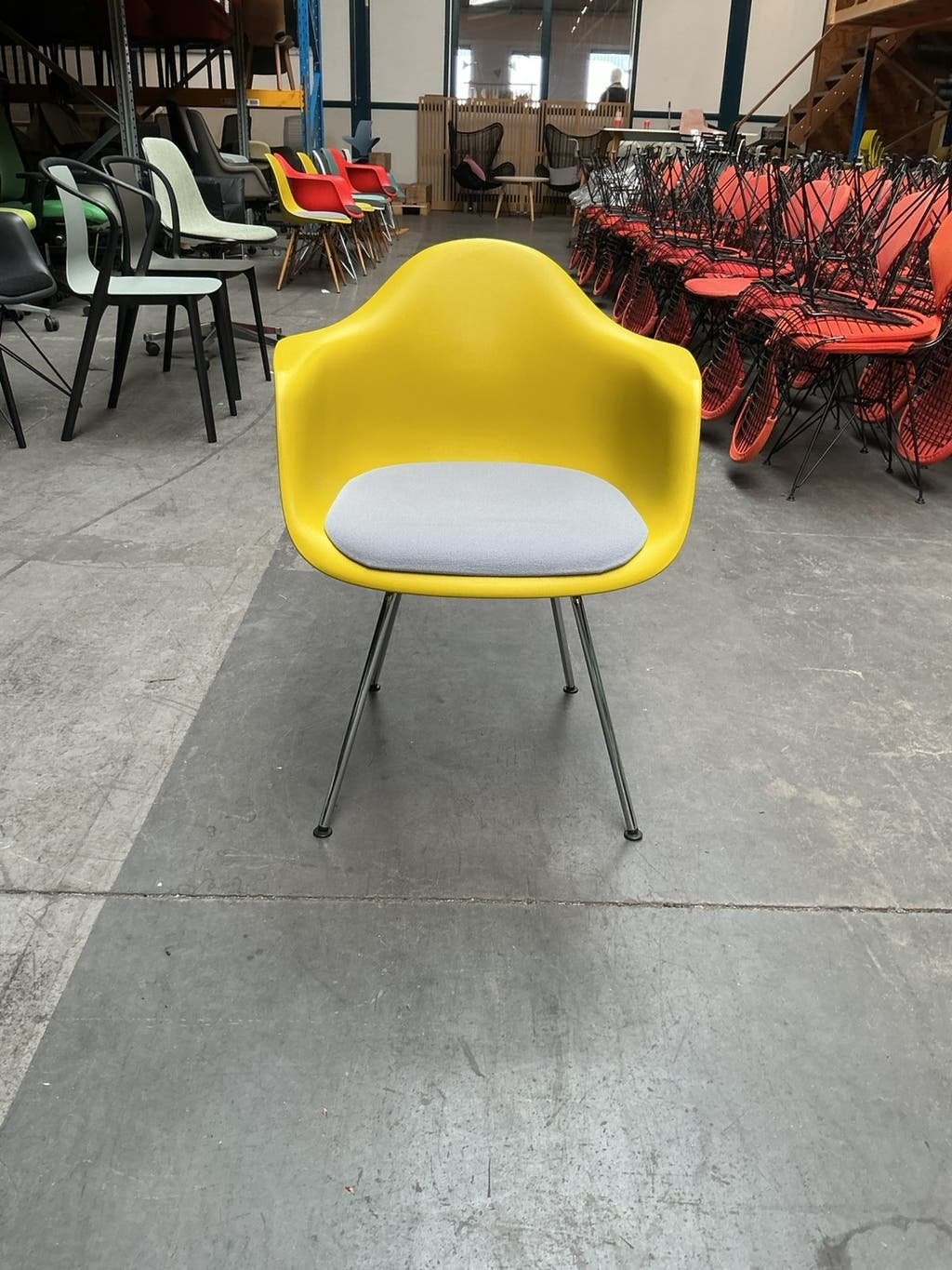 Vitra Eames DAX Design Stoelen | Geel | Grijze Zitting, Gebruikt, Overige kleuren, -, Kunststof