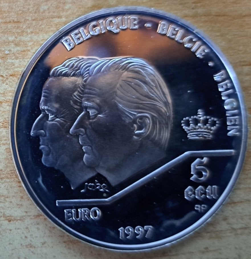 België, 5 Ecu 1997 - zilver Proof, Zilver, Ophalen of Verzenden, Losse munt, Zilver