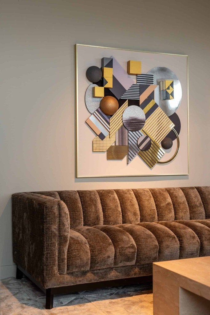 Richmond Interiors kunstwerk Block 3D zwart/ goud, Ophalen, Nieuw, 120 cm, 120 cm