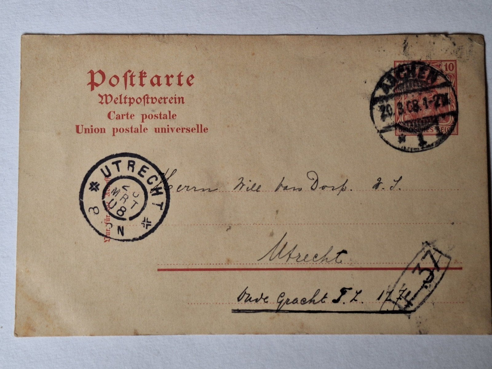 Oude Ansichtkaart Aken  - Gelopen, Ophalen of Verzenden, 1920 tot 1940, Gelopen, Utrecht