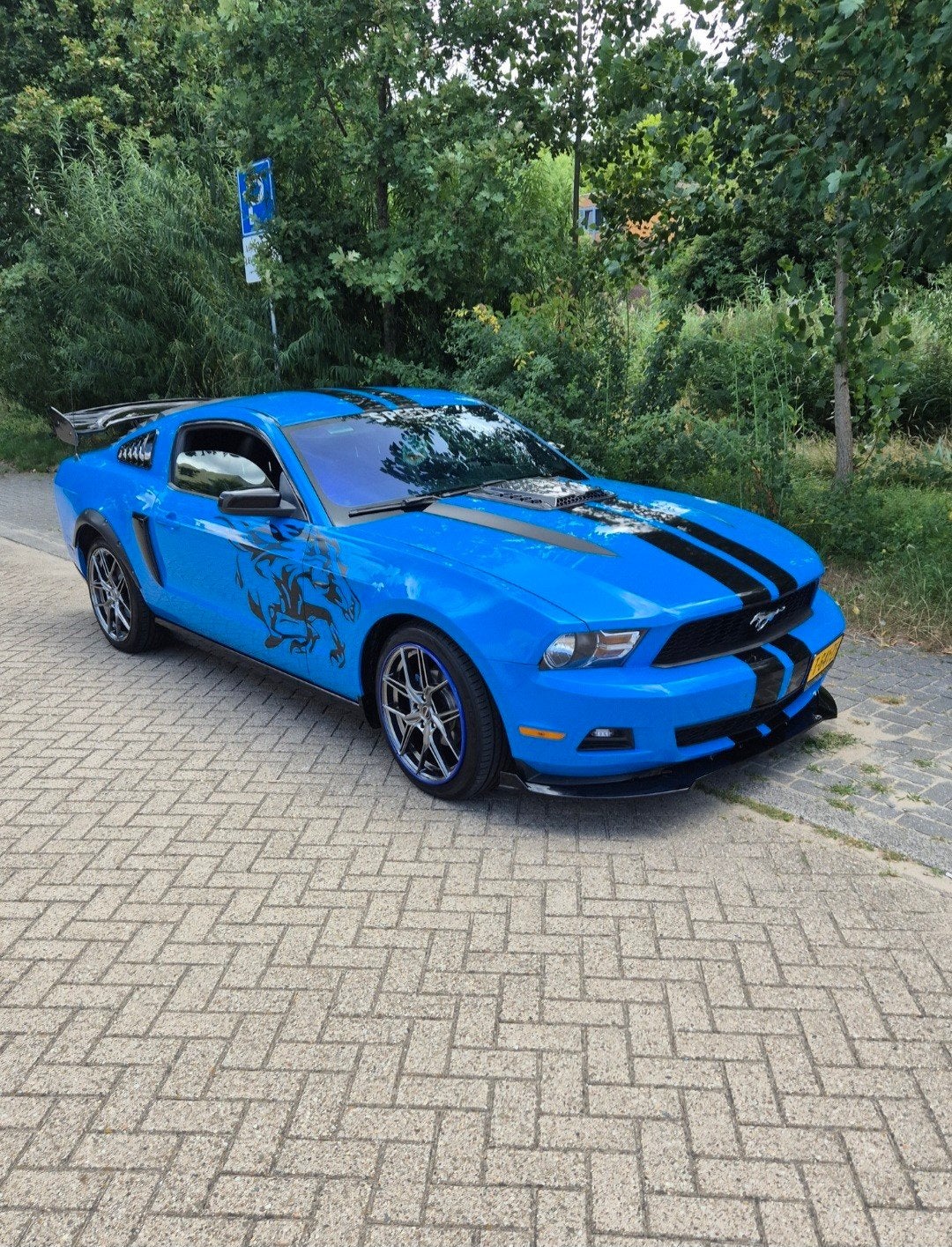 Ford Mustang Base, Achterwielaandrijving, Zwart, Blauw, Leder