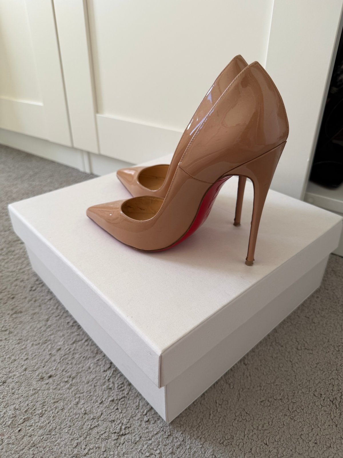 Christian Louboutin so Kate 120 mm origineel!!, Ophalen, Gedragen, Beige, Pumps