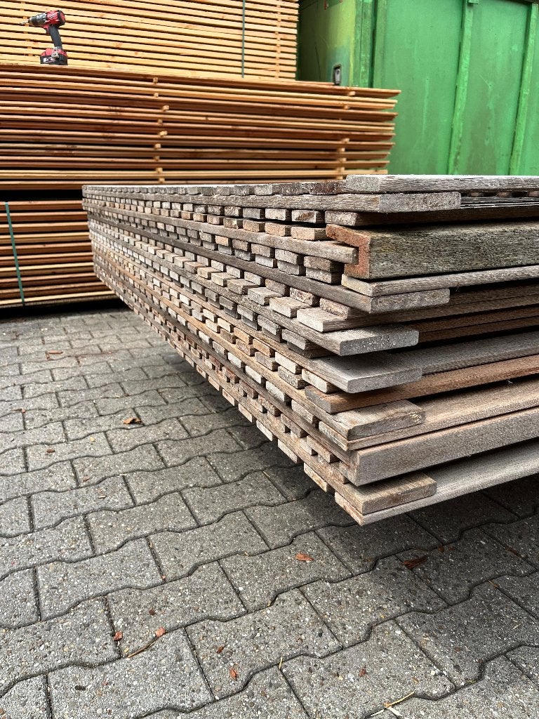 Tuinschermen hardhout fijn lamel restpartij, Ophalen, Gebruikt, 150 tot 200 cm, X