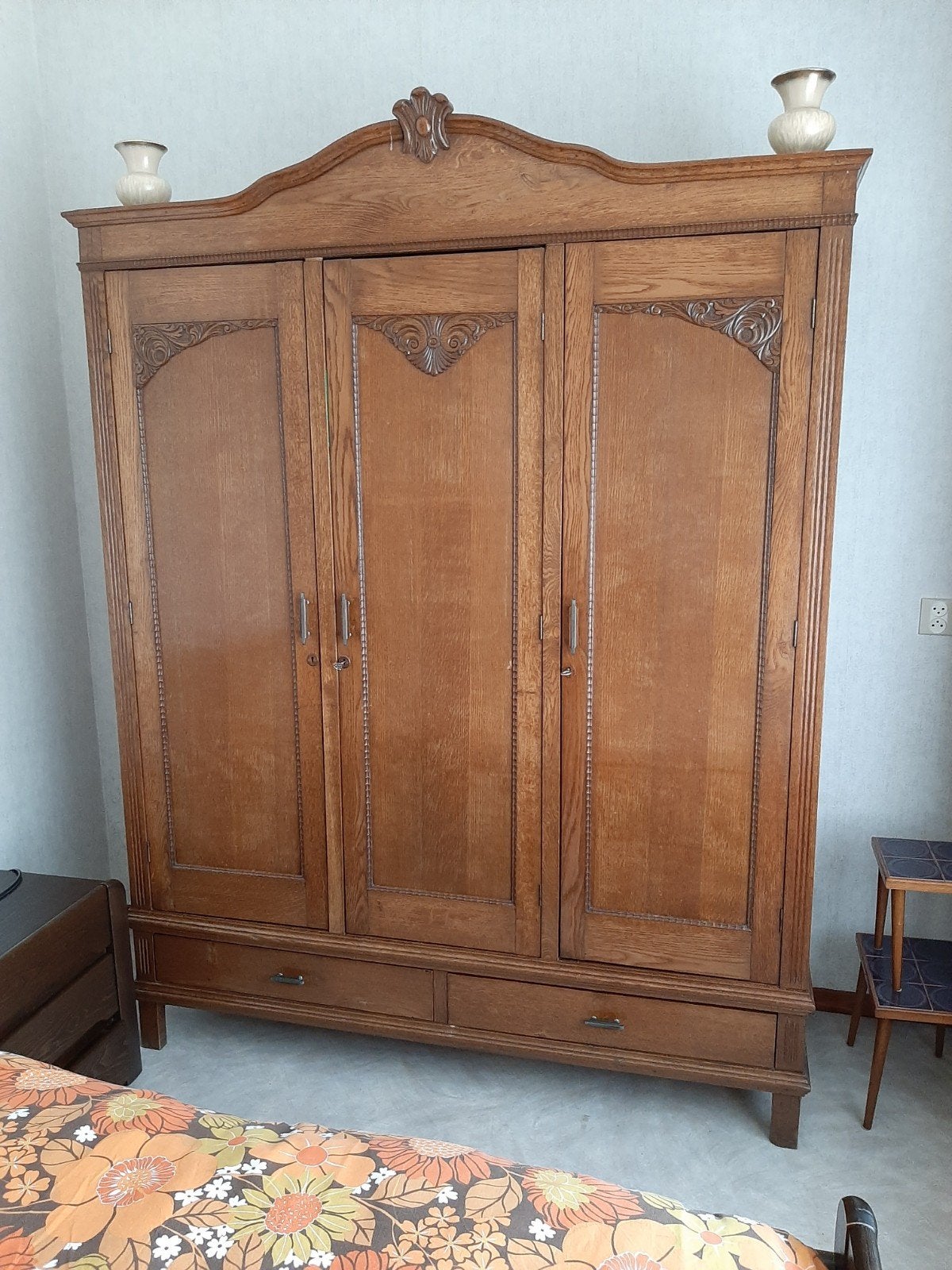 Klassieke eikenhouten kledingkast - 160x60x200 cm, Ophalen