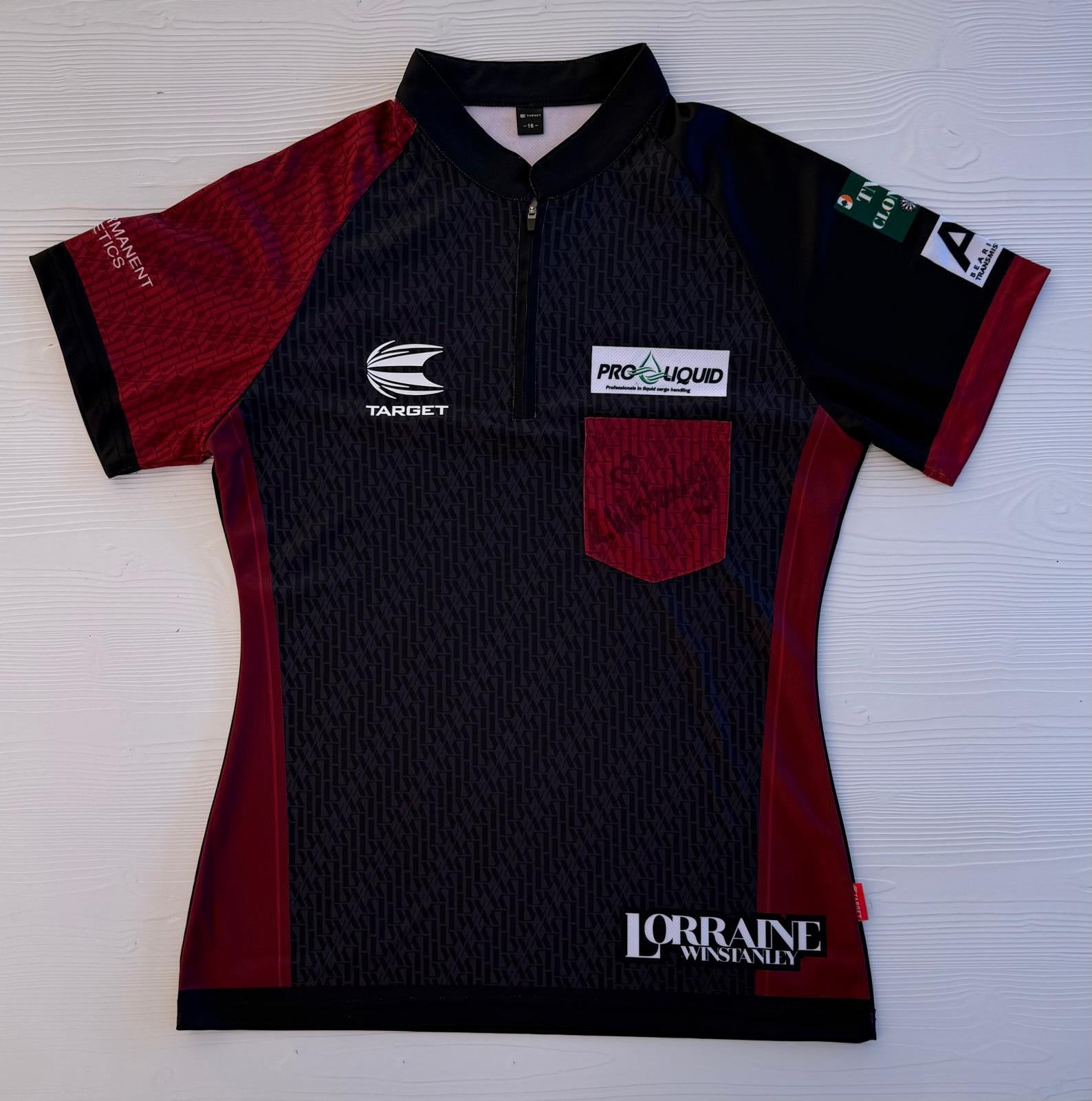 Gesigneerd dartshirt Lorraine Winstanley (16) zonder COA, Verzenden, Zo goed als nieuw, Overige sporten, Shirt