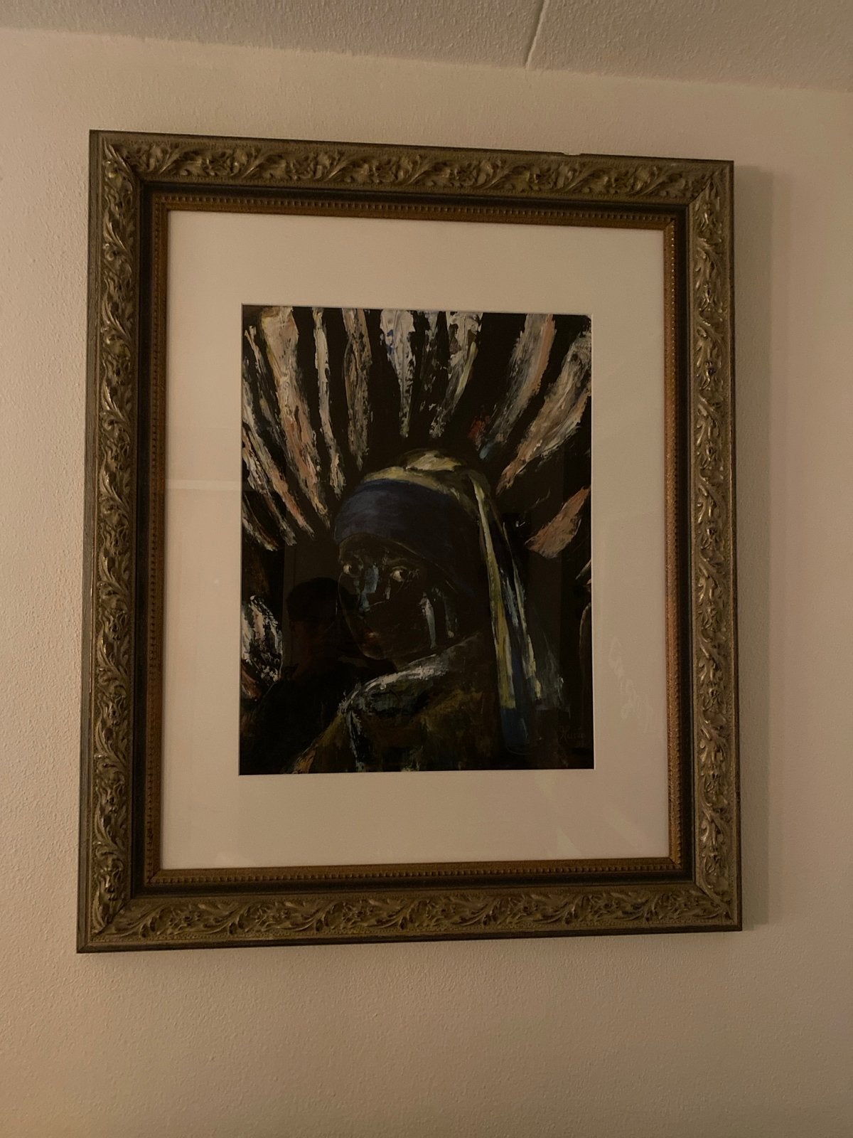 Modern portret 'Meisje met de parel' - gesigneerd, Antiek en Kunst, Kunst | Schilderijen | Klassiek, Portret of Personen, Abstract