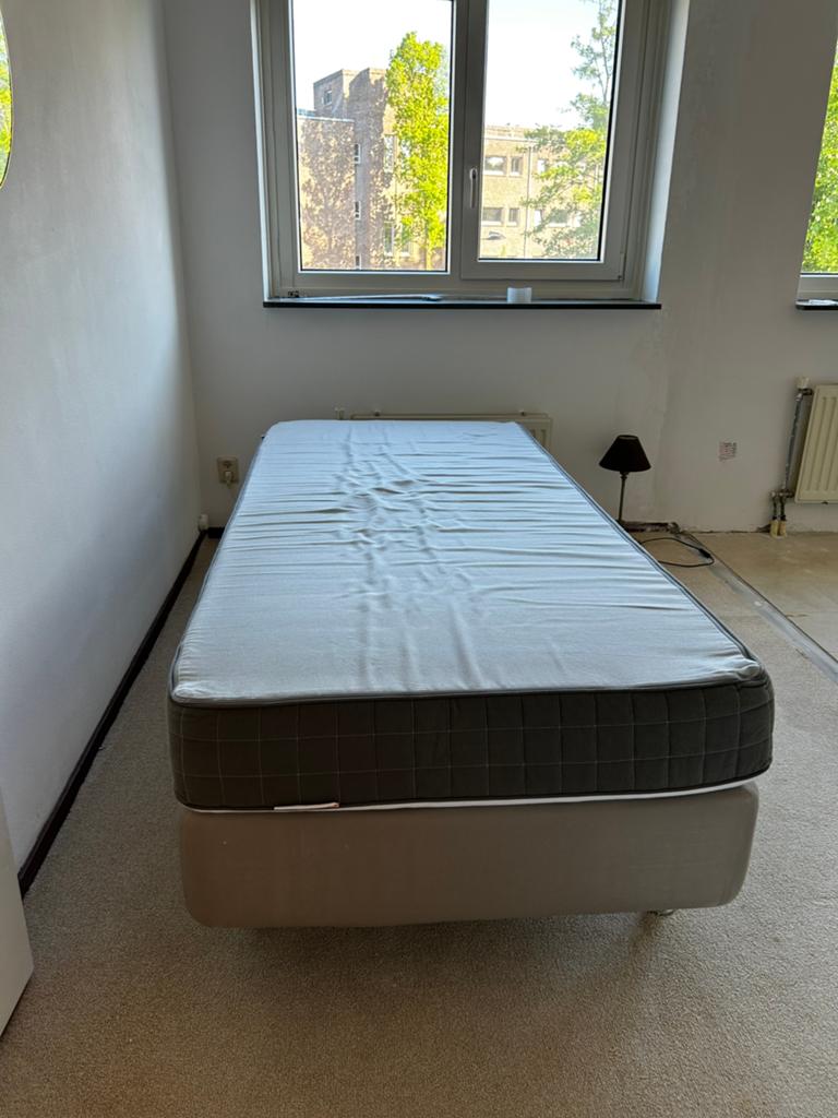 Ikea bed with mattres gray color 90x200., Ophalen of Verzenden, Zo goed als nieuw, Eenpersoons, 90 cm